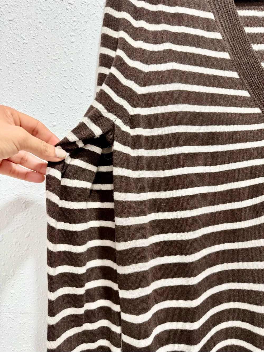 Tory Burch Striped V-Neck Pocket Tunic Sweater XL